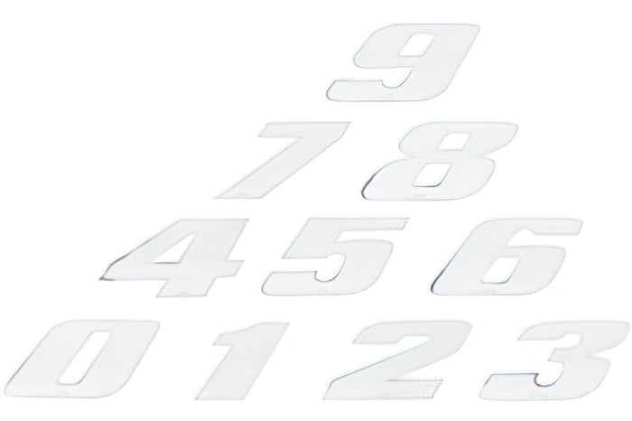 ST-NR30W3 Adesivo Numero di Gara, Numero 3, medio, bianco/ Bordo cromato, COD: ST-NR30W3