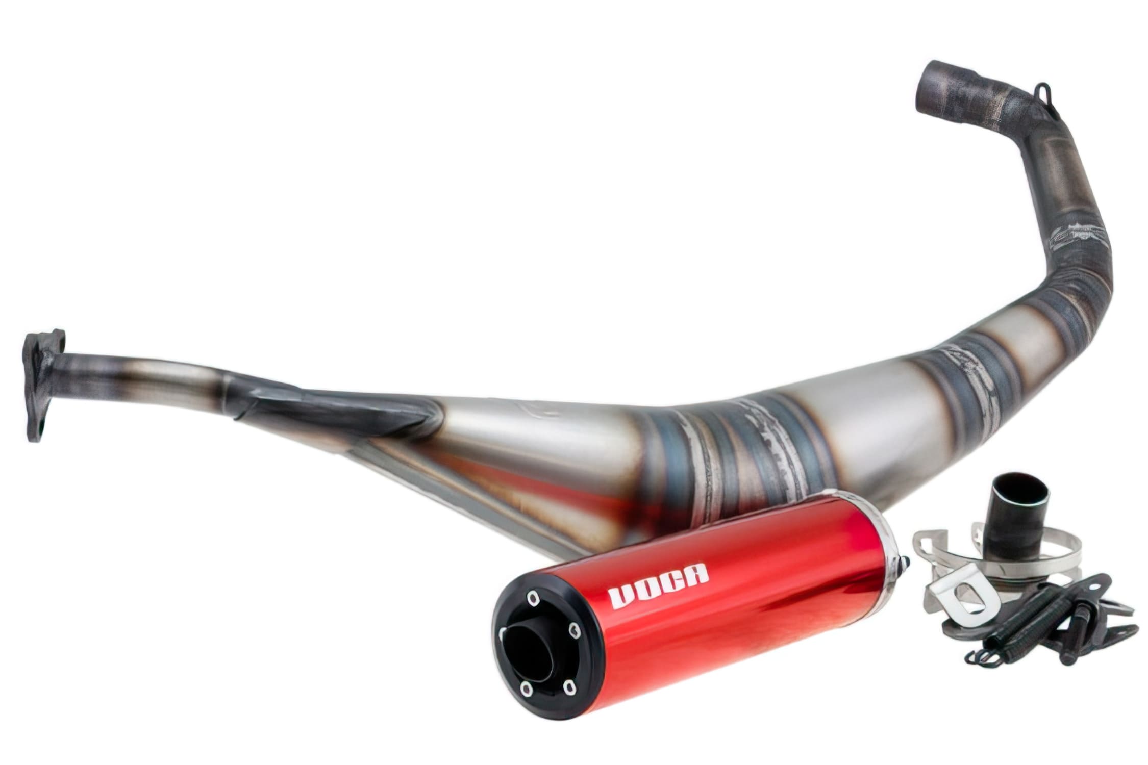 VCR-RD20192/RE Voca Warrior 50-70cc Exhaust, Red Silencer, Derbi Senda