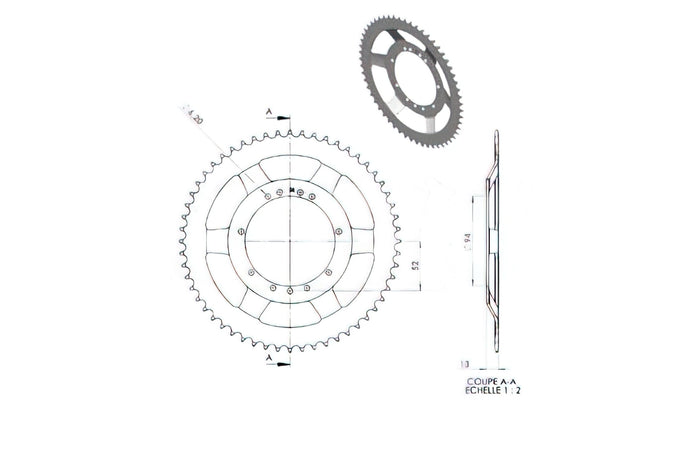 CGN2959 Corona 56 Denti MBK 51V / 41, (diametro 94mm)