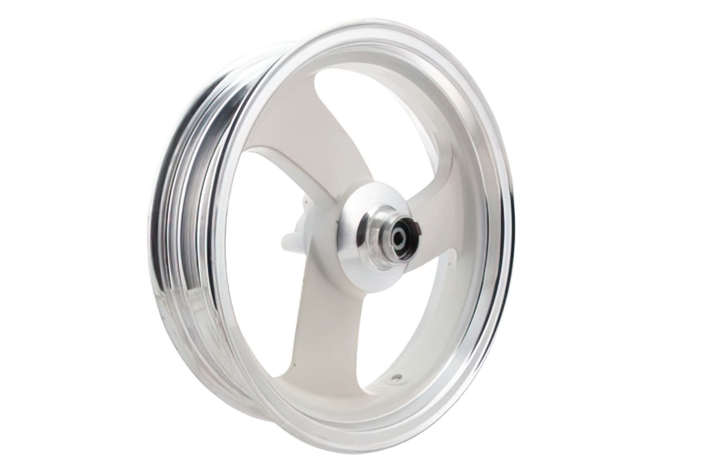 A253032 Cerchio (13x3'') anteriore, bianco alluminio con Bordo cromato MBK Booster / BW's