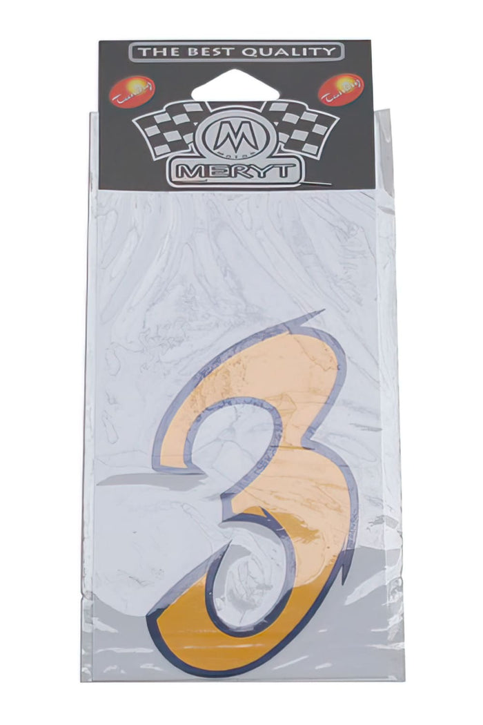 STICK-1282 Adesivo Nummero “3” giallo (h. 9 cm), COD: STICK-1282