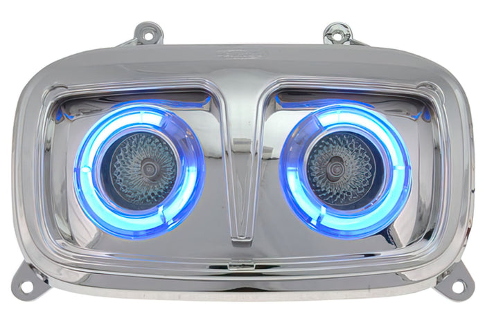 STR-612.32/CR Mascherina Doppiofaro Style BM, MBK Booster / BW', cromato/ Neon blu