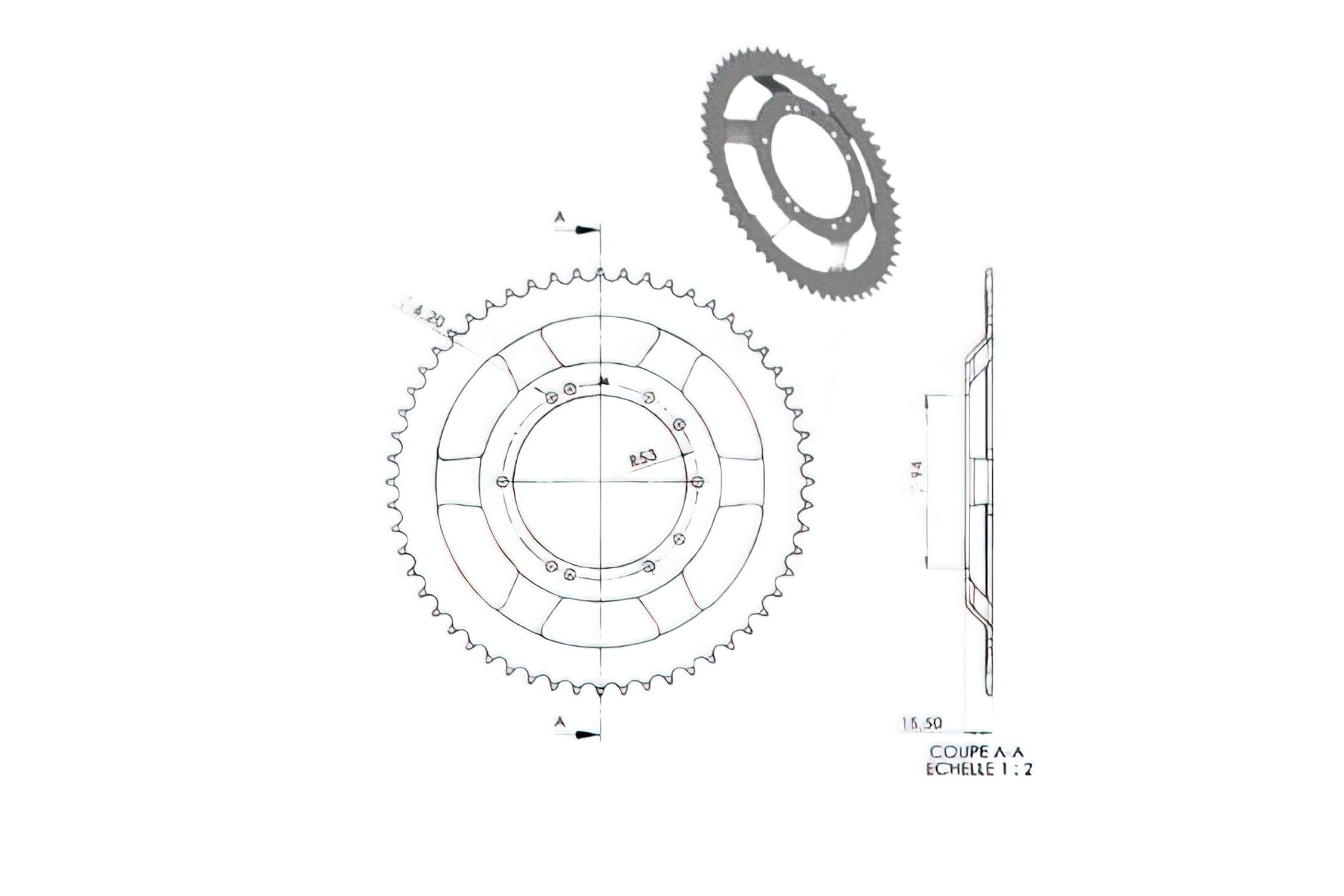 CGN2945 Corona, acciaio BTS 56 Denti, Peugeot 103 (diametro 94mm)
