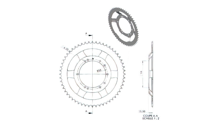 CGN2945 Corona, acciaio BTS 56 Denti, Peugeot 103 (diametro 94mm), COD: CGN2945