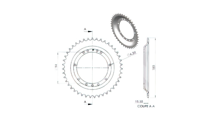 CGN2931 Corona, 43 Denti, Peugeot 103 SL ( diametro 94mm)