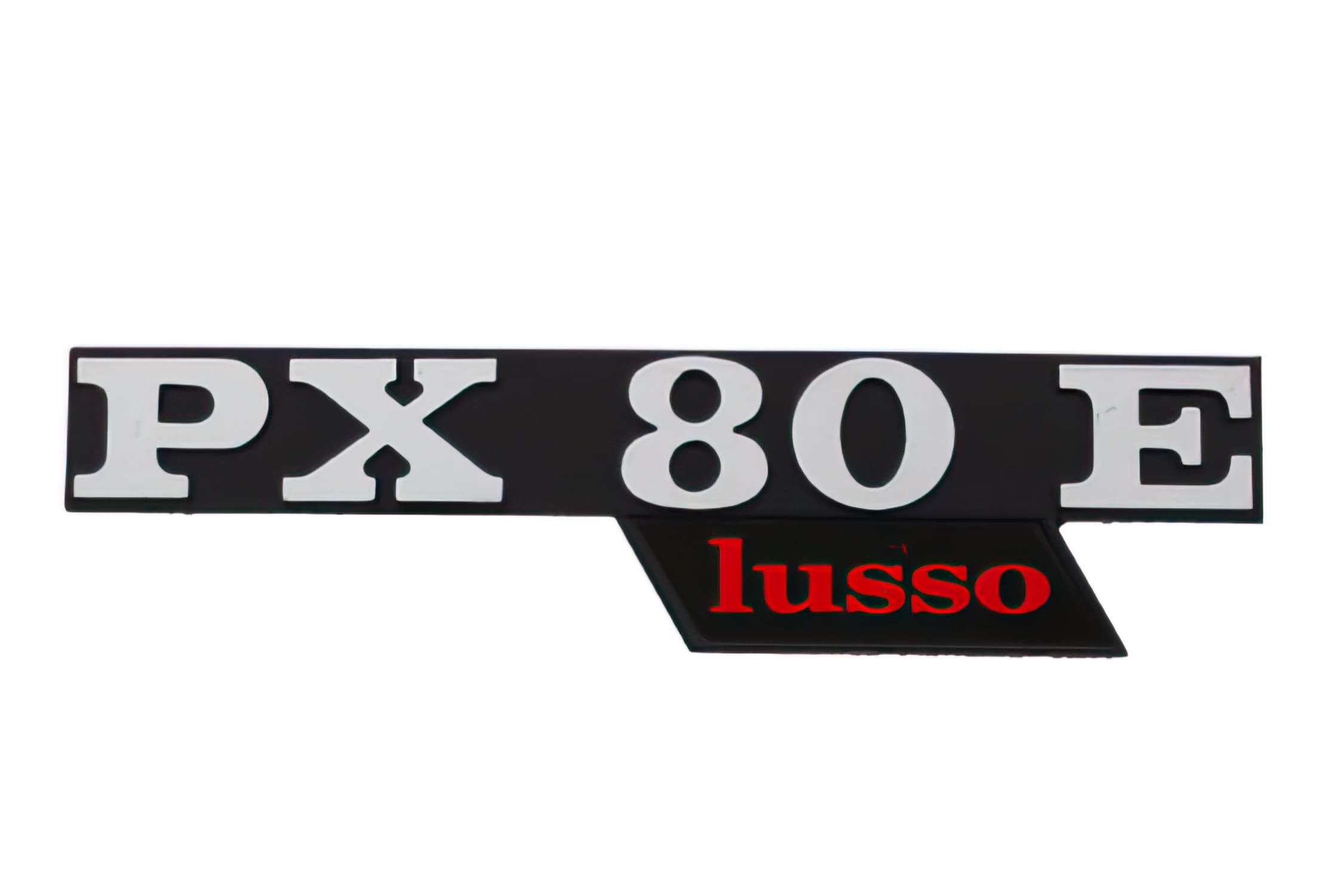 R142721130 Targhetta Vespa PX 80 E Lusso nero/cromato/rosso, COD: R142721130