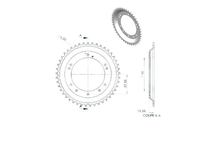 CGN2949 Corona, Grimeca 45 Denti, Peugeot 103 (diametro 98mm), COD: CGN2949