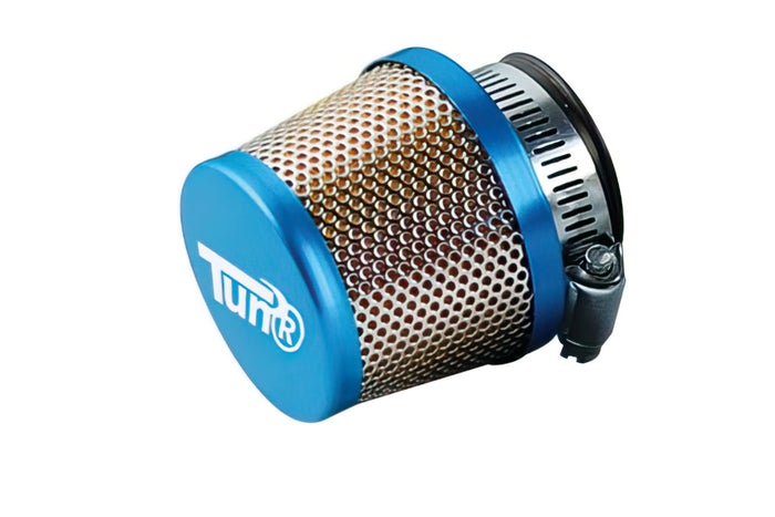CGN327967 Filtro Aria D.28-35, conico con griglia, diritto blu / cromato
