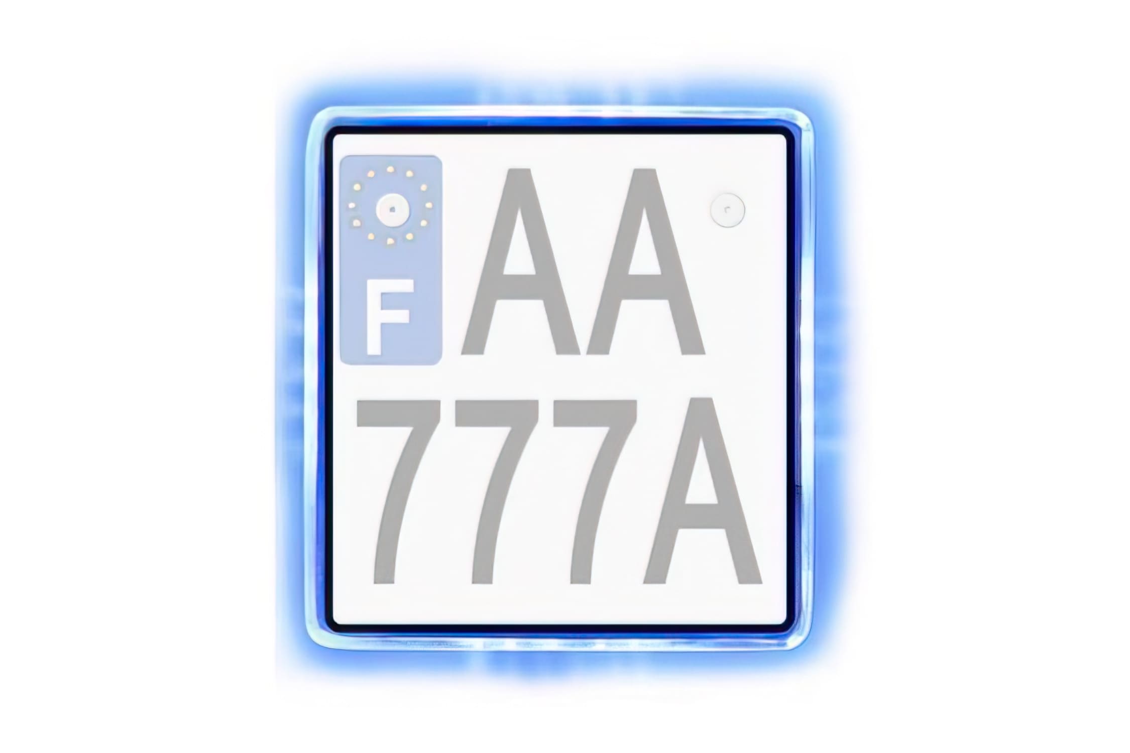 A220465D Blue LED license plate holder, 145x135mm