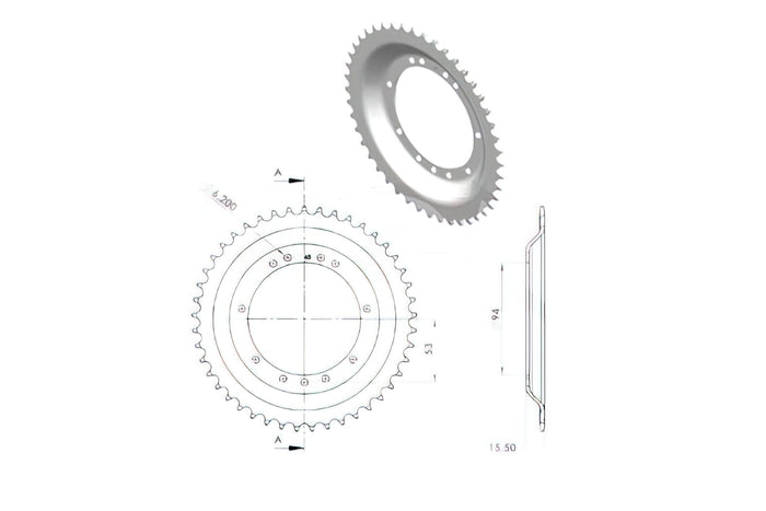 CGN2933 Corona, RYS 45 Denti, Peugeot 103 (diametro 94mm), COD: CGN2933