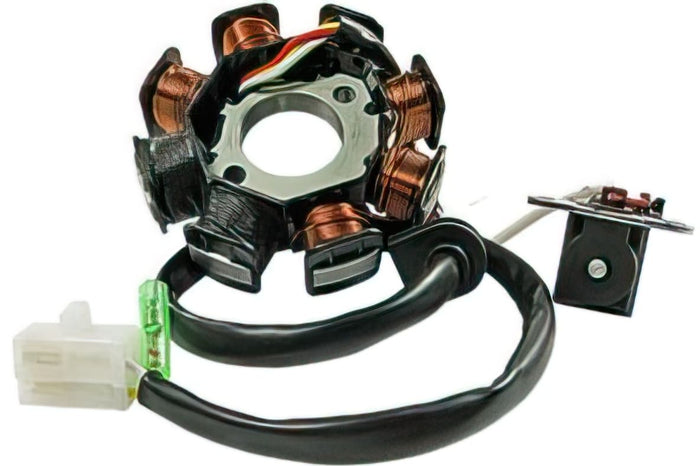 OE-GY6BT13055 Flangia di Fissaggio Statore GY6 Typ 139QMB / 139QMA con 3 Cavi, COD: OE-GY6BT13055