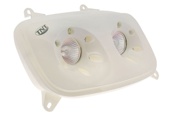A201309 Mascherina Doppiofaro per MBK Booster/Yamaha BW's 2004, LED bianco/blu