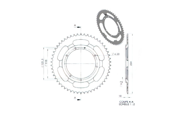 CGN2963 Corona 54 Denti MBK 68 / 88 / 89, (diametro 110mm), COD: CGN2963