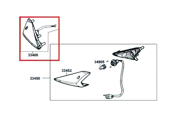 33400-LGB5-E10 Freccia anteriore destra - ricambio originale Kymco Agility RS 12 pollici, COD: 33400-LGB5-E10