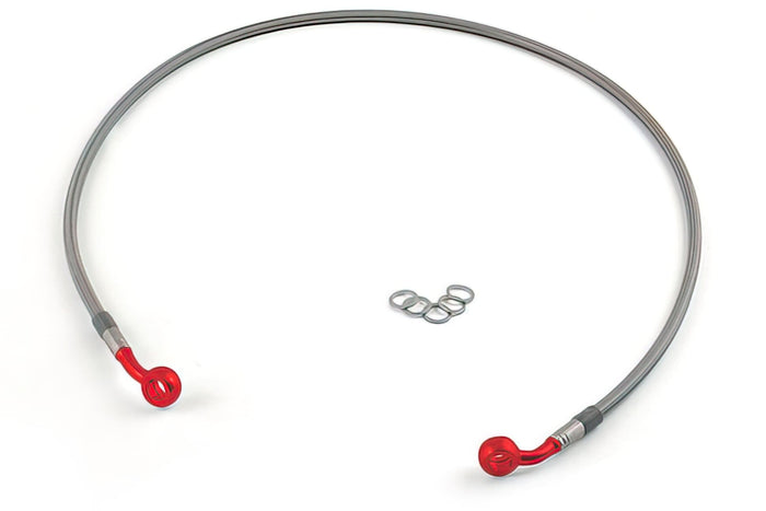 MO-3513124/04 Tubo Freno anteriore, Acciaio Inox, Raccordo rosso Motacc MBK Nitro / Aerox