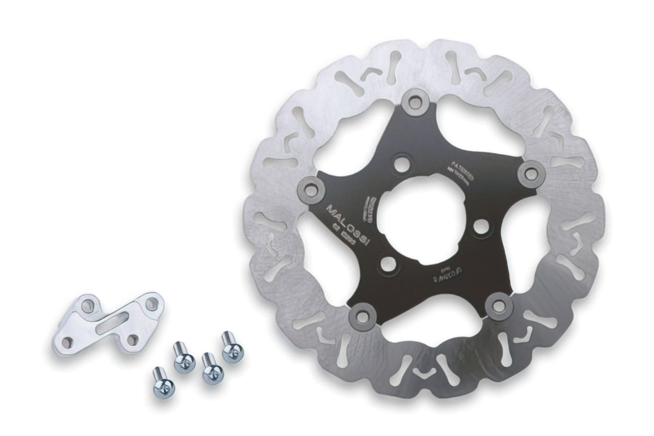 M6213297 Malossi Whoop Disc Brake Disc, d=250mm, incl. Brake Caliper Adapter for Original Fork, MBK Nitro / Yamaha Aerox