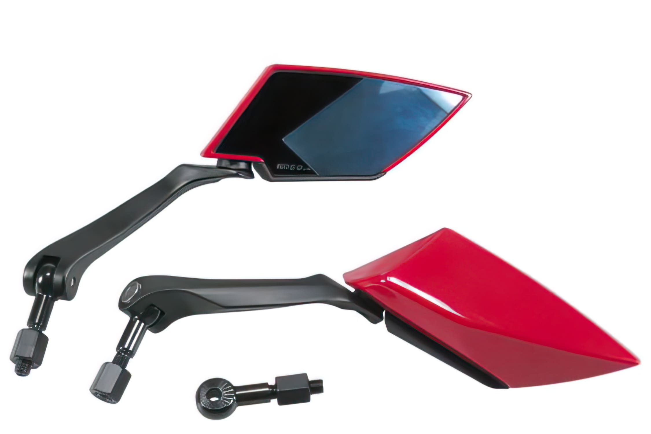KO-OA016RK5 Specchietti KOSO TT (x2), rosso/nero, Vetro blu, M8