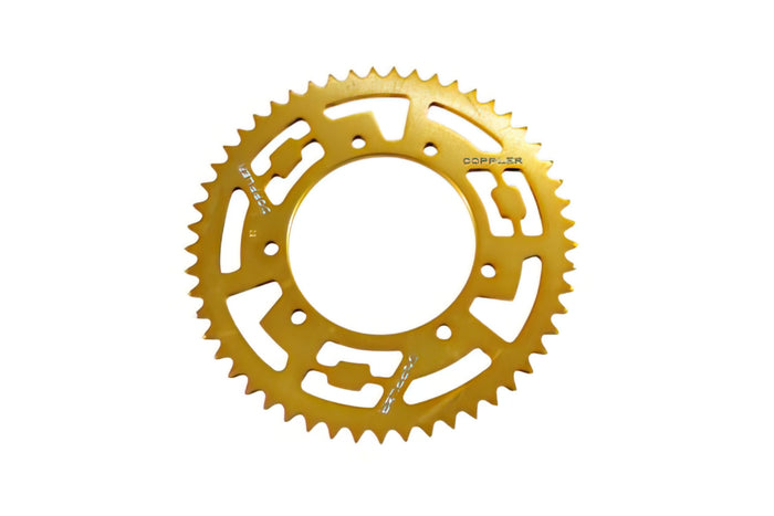 CGN491209 Corona 53 denti - 420 Doppler alluminio CNC oro Rieju MRT, COD: CGN491209