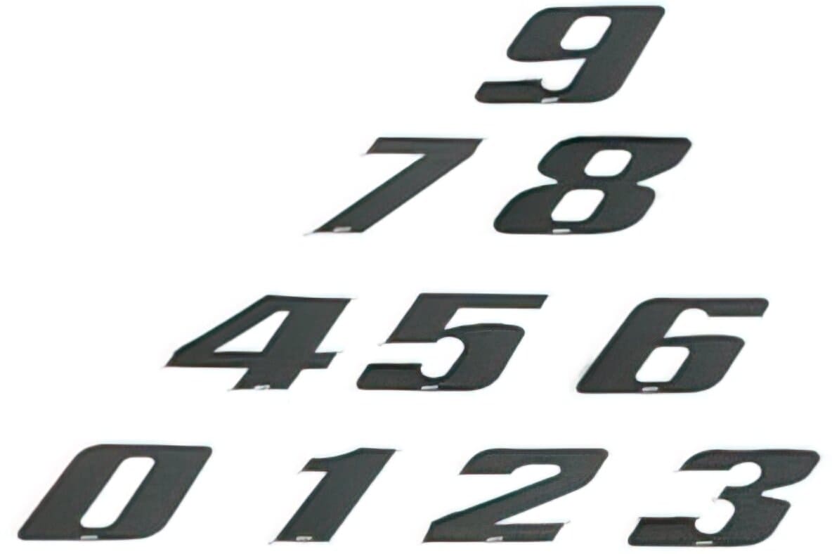 ST-NR30S3 Adesivo Numero di Gara, Numero 3, medio, nero/ Bordo cromato, COD: ST-NR30S3