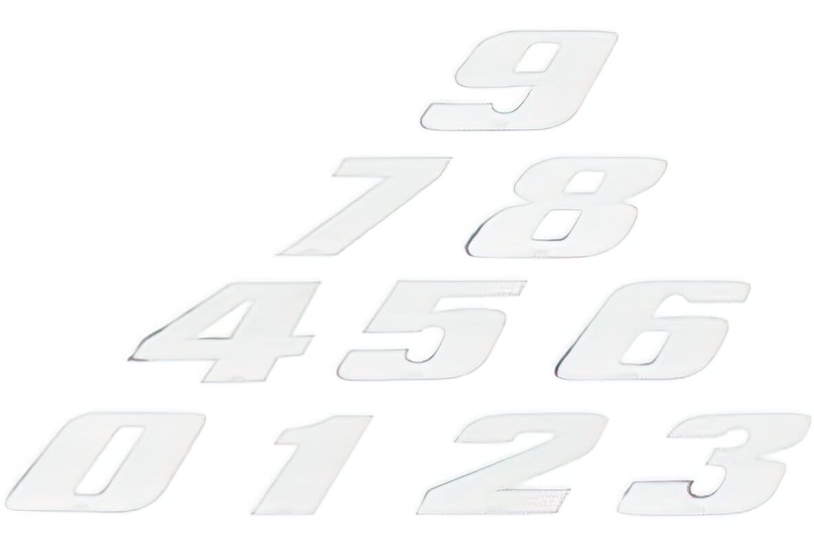 ST-NR30W2 Adesivo Numero di Gara, Numero 2, medio, bianco/ Bordo cromato, COD: ST-NR30W2