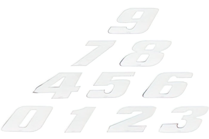 ST-NR20W4 Adesivo Numero di Gara, Numero 4, piccolo, bianco/ Bordo cromato, COD: ST-NR20W4