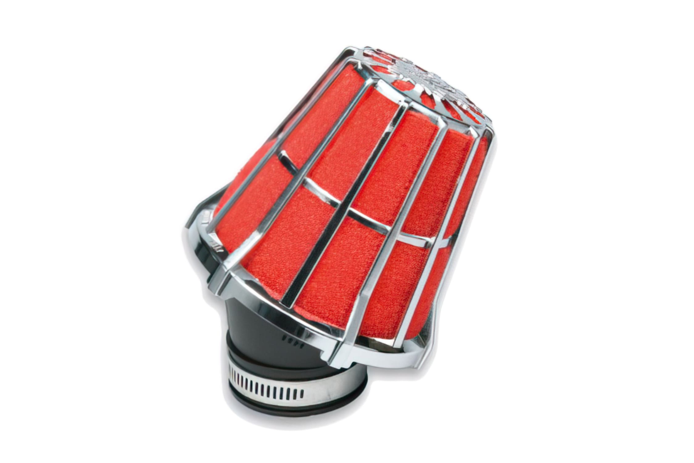 M043075K0 Filtro Aria Malossi “E5” Ø 50mm, rosso / nero senza Cuffia Dell'Orto PHF34 / Mikuni TM, COD: M043075K0