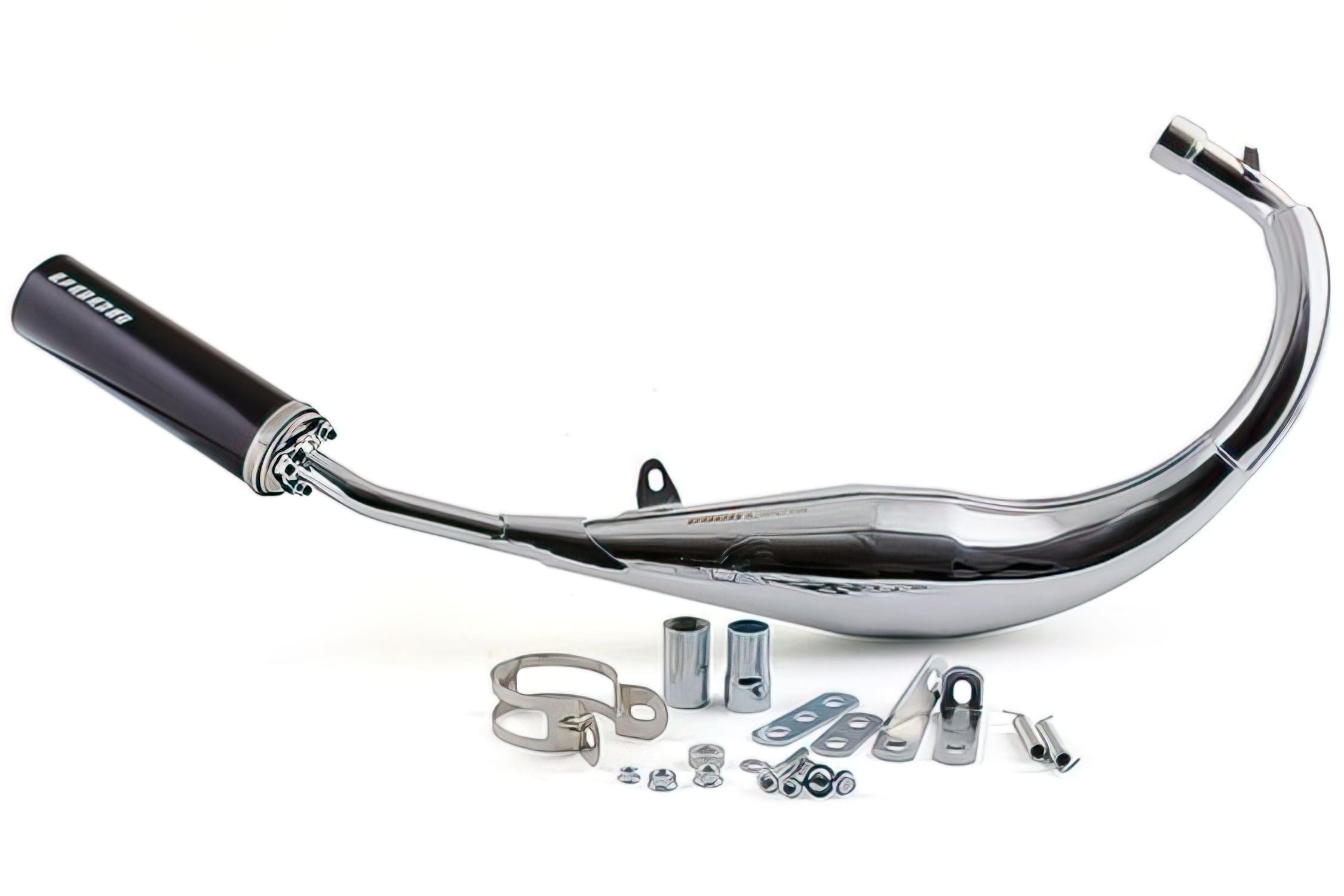 VCR-RD15188/BK VOCA Exhaust 50/70cc Chrome / Black Silencer, Minarelli AM6, with approval