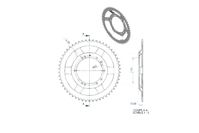 CGN2944 Corona, acciaio BTS 54 Denti, Peugeot 103 (diametro 94mm), COD: CGN2944