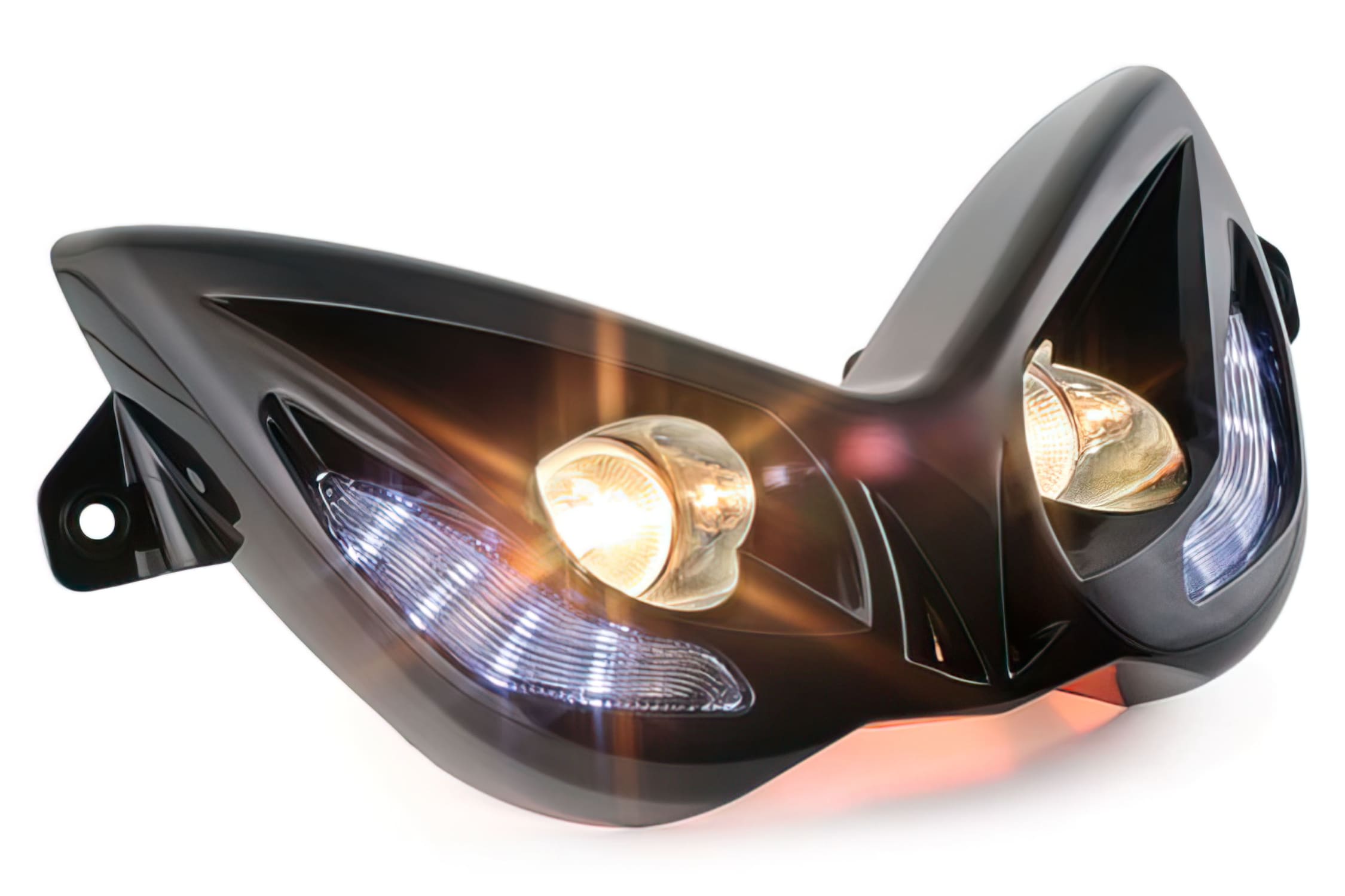 STR-608.34/BK Mascherina Doppiofaro EVO 2 con LEDs blu MBK Nitro / Yamaha Aerox nero