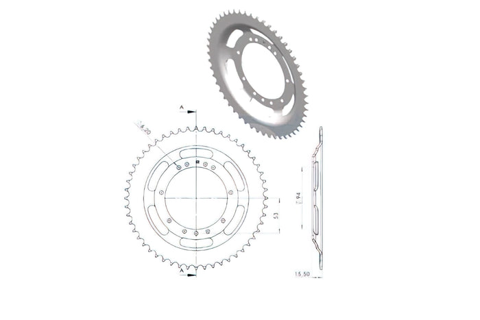 CGN2935 Corona, RYS 52 Denti, Peugeot 103 (diametro 94mm), COD: CGN2935