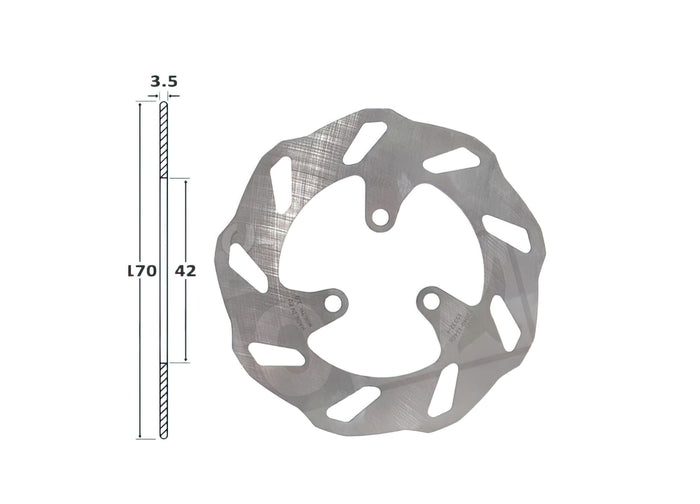 L-SA20401140 Disco Freno standard IGM 170x42x3.5mm Peugeot Kisbee prima del 2011 / Ludix 08-13 anteriore, COD: L-SA20401140