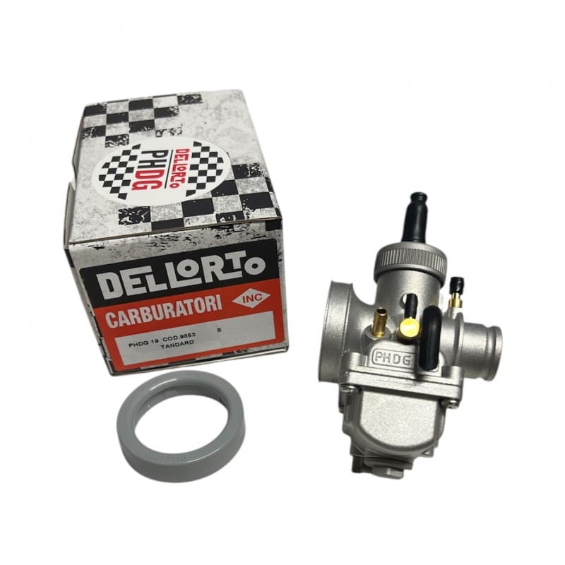 9853 Carburatore  DELLORTO PHDG 19 BS 2T aria manuale con Depressore e miscelatore universale scooter