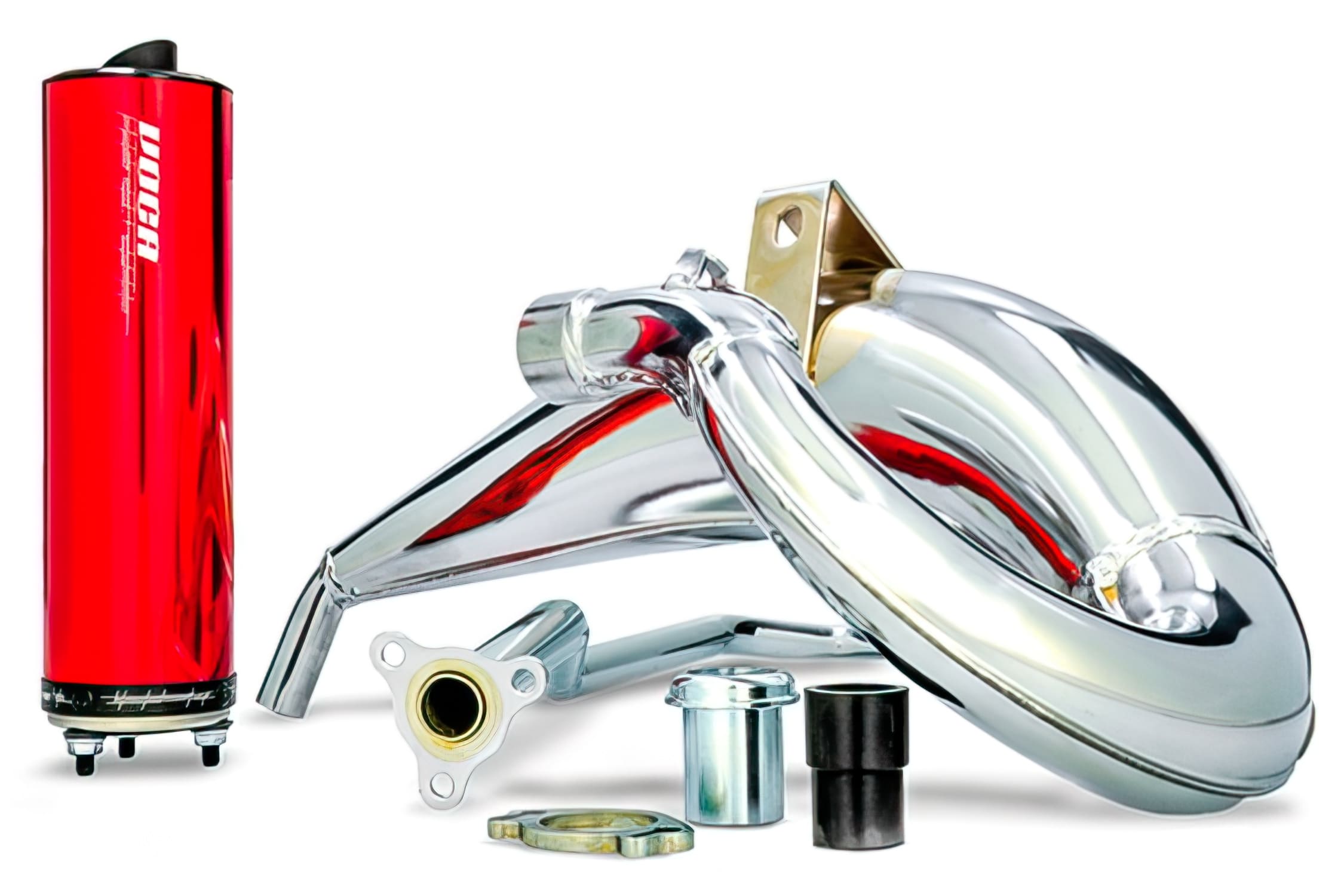 VCR-RD38192/RE Marmitta Voca Cross Chromed 50 / 70cc CE rosso Aprilia SX / Derbi DRD, COD: VCR-RD38192/RE