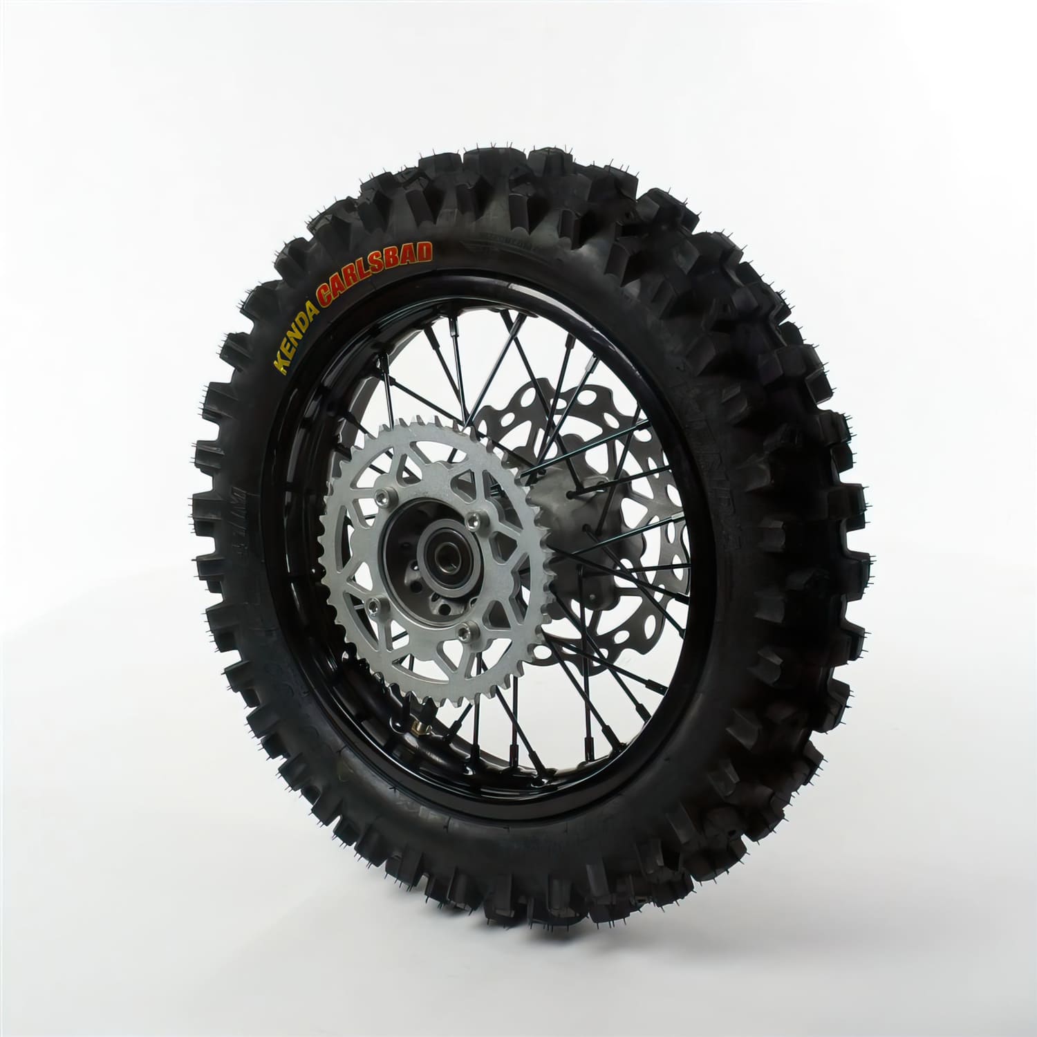 MB6940 Rear Wheel / Rim Steel d.15mm - 12'' with Kenda Pit Bike / Dirt Bike black tire