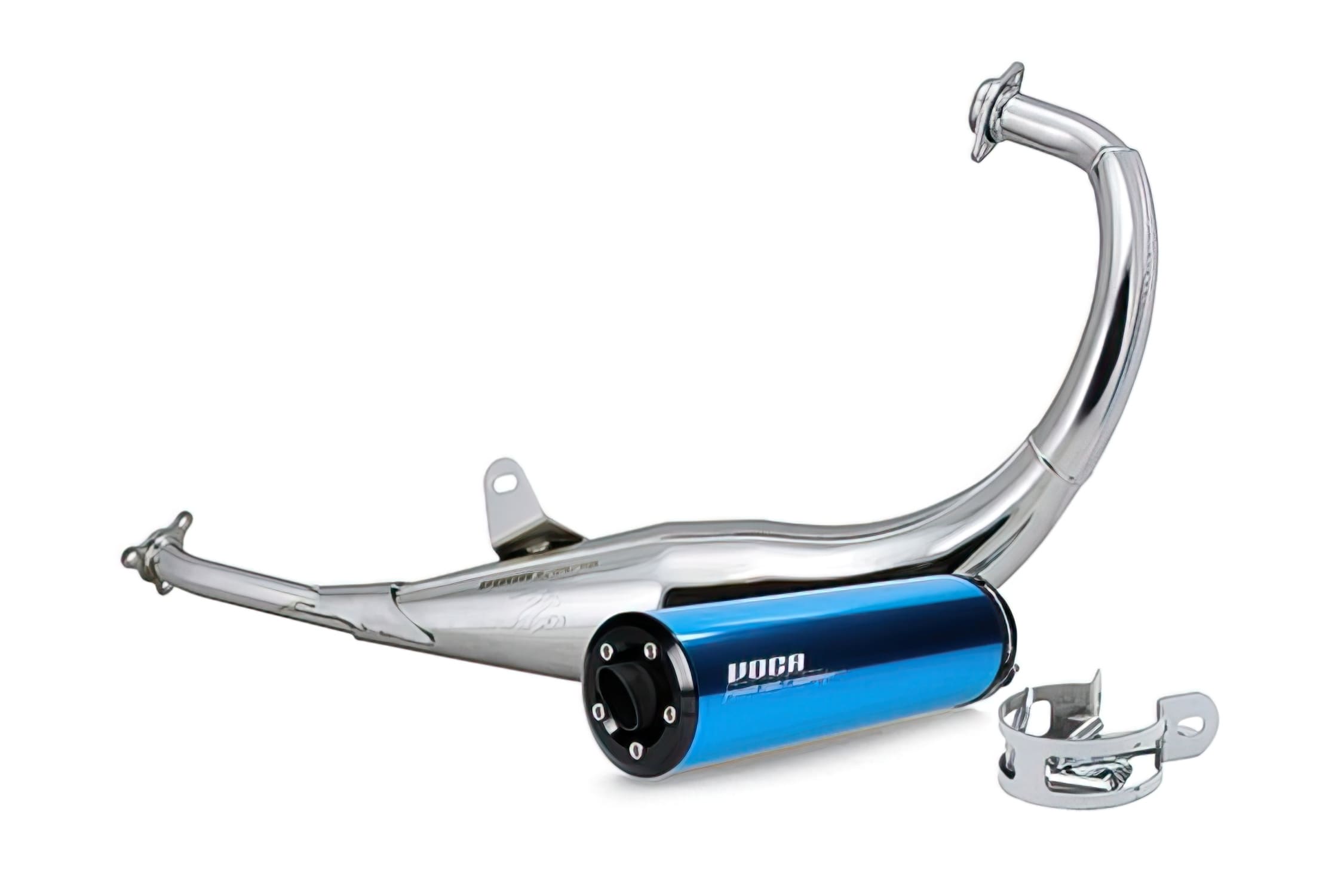 VCR-RD15192/AZ Marmitta VOCA 50/70cc Cromo / Silenziatore blu, Derbi Senda Euro2 / Euro3, con omologazione