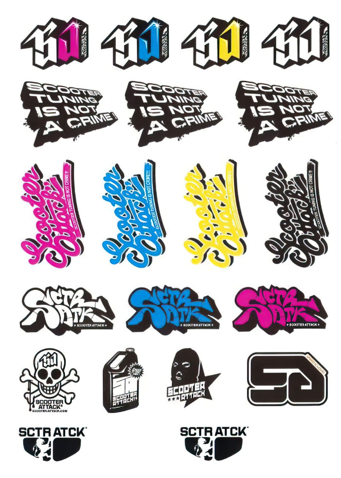 L-SAST224 Set Adesivi Scooter-Attack, (x20)
