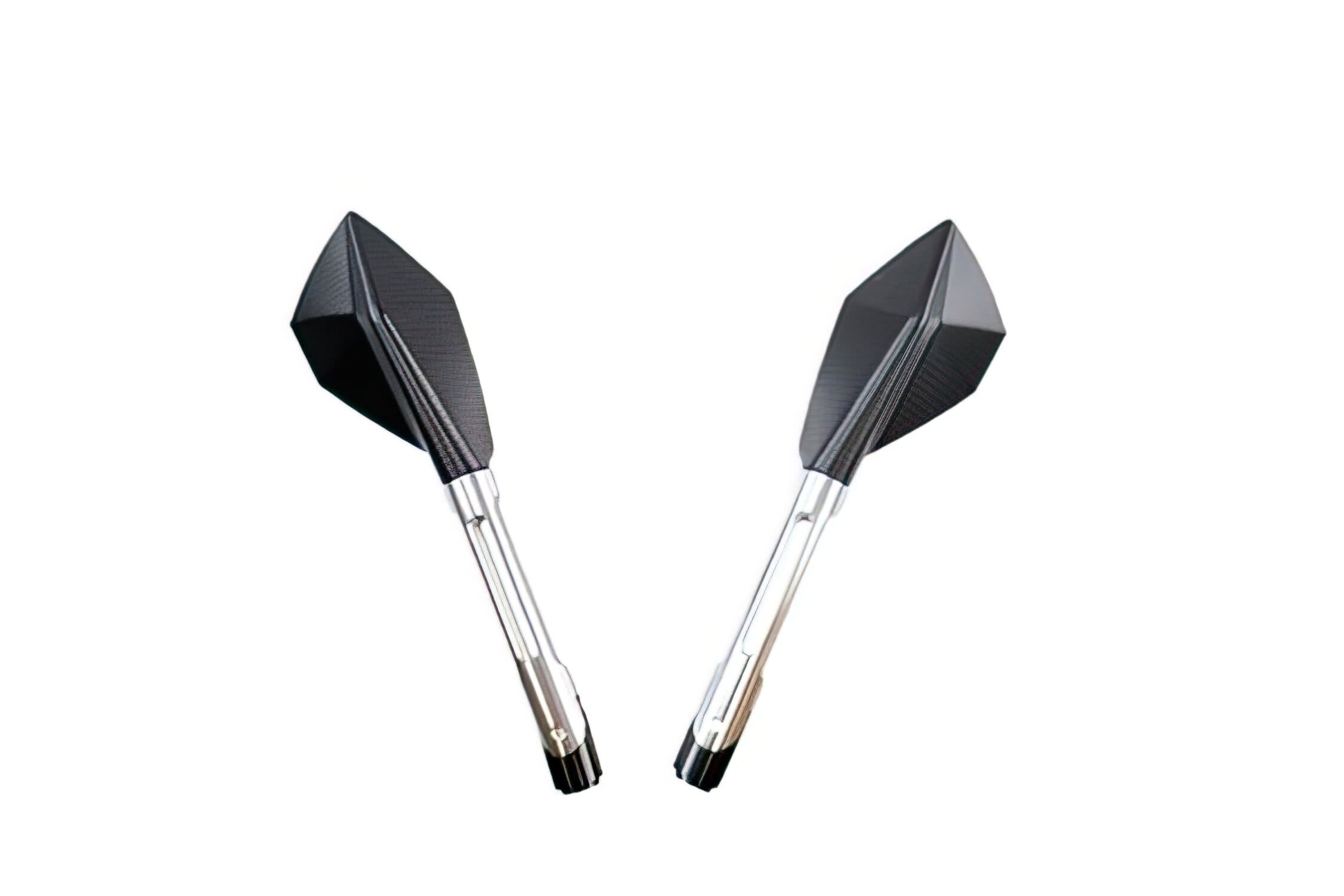 STR-255.11/SI Specchietto Echo CNC lungo nero / argento, COD: STR-255.11/SI