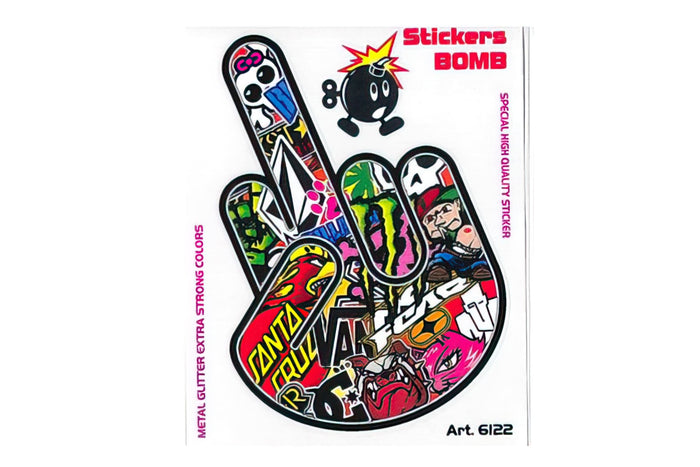 STR-151.03 Adesivo Sticker Bomb dito medio 10x12cm, COD: STR-151.03