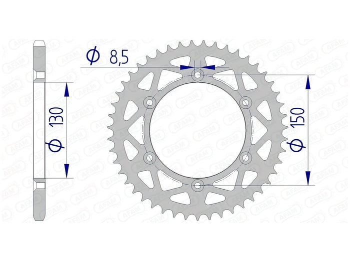1074471004 Corona Afam alluminio Z50 Yamaha YZ / YZF, COD: '1074471004