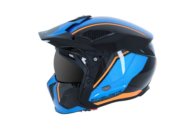 SF-163071 Casco trial MT Streetfighter SV Twin nero / blu / anrancione lucido S