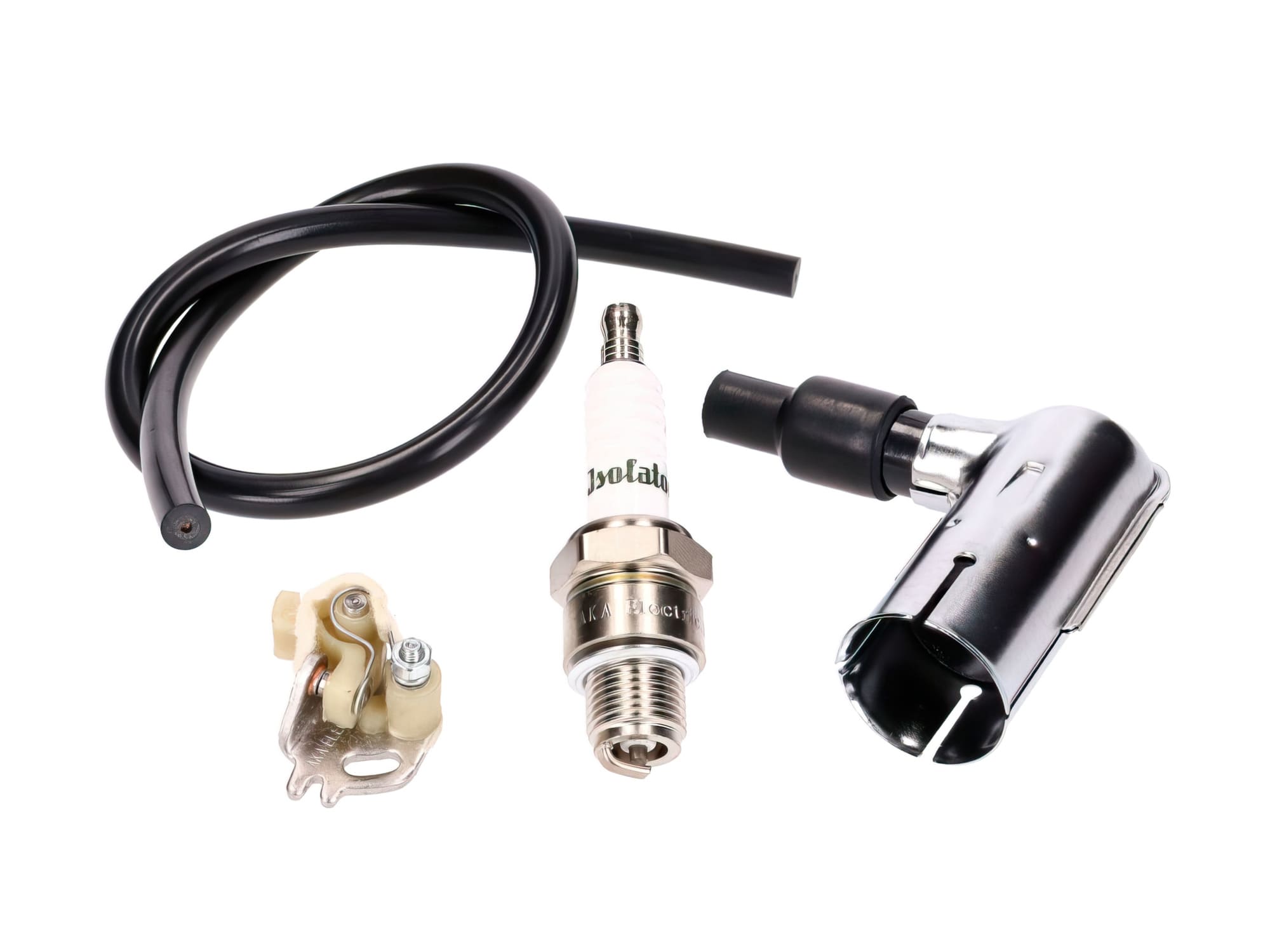 MOF-41632 Kit accensione con candela, connettore, interruttore + cavo Simson S50 / S51 / Schwalbe / Sperber / Star / Habicht / Spatz