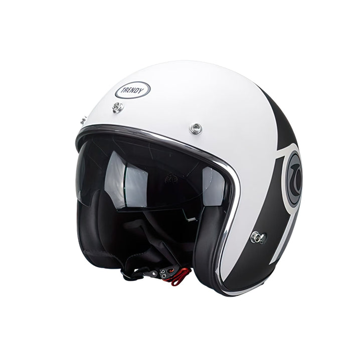 CGN505883 Casco Jet con visiera parasole Trendy T-104 Herby bianco / nero / grigio lucido XL