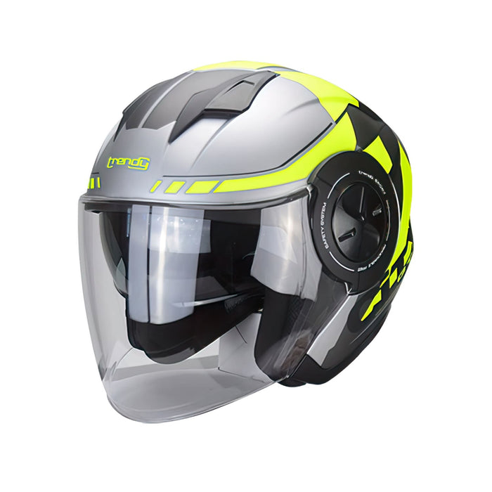 CGN505919 Casco Jet visiera doppia Trendy T-405 Kamak grigio / giallo opaco L