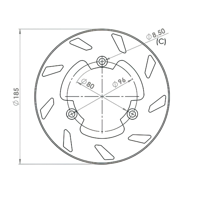 NG010 Disco Freno posteriore 185mm NG Brake Disc Rieju Spike, COD: NG010
