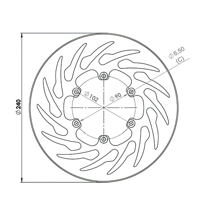 NG8024 Disco Freno anteriore 240mm NG Brake Disc Peugeot XP7, COD: NG8024