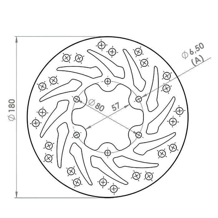 NG802 Disco Freno posteriore 180mm NG Brake Disc Derbi GPR / RS