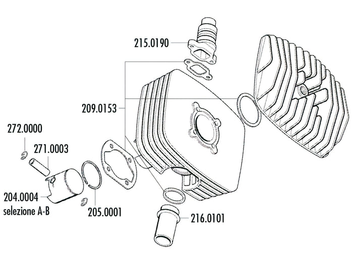 P204.0004/D Pistone Polini Serie 6000 48mm (D) Ciclomotori Sachs, COD: P204.0004/D