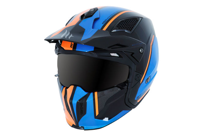 SF-163071 Casco trial MT Streetfighter SV Twin nero / blu / anrancione lucido S