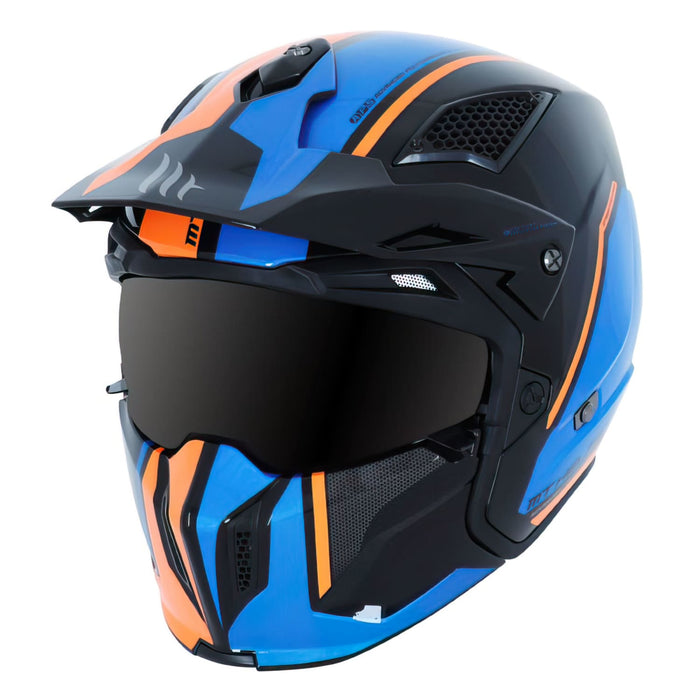 SF-163075 Casco trial MT Streetfighter SV Twin nero / blu / anrancione lucido XXL