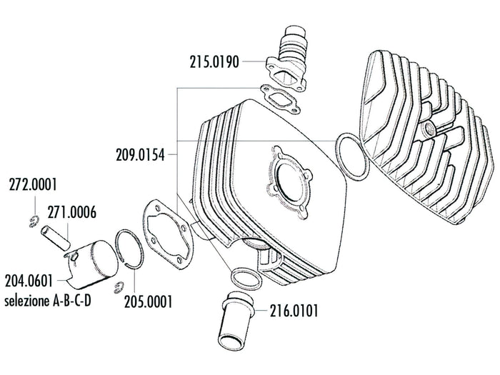 P204.0601/C Pistone Polini Serie 6000 80Cc 48mm (C) Zündapp Corsa 50, COD: P204.0601/C